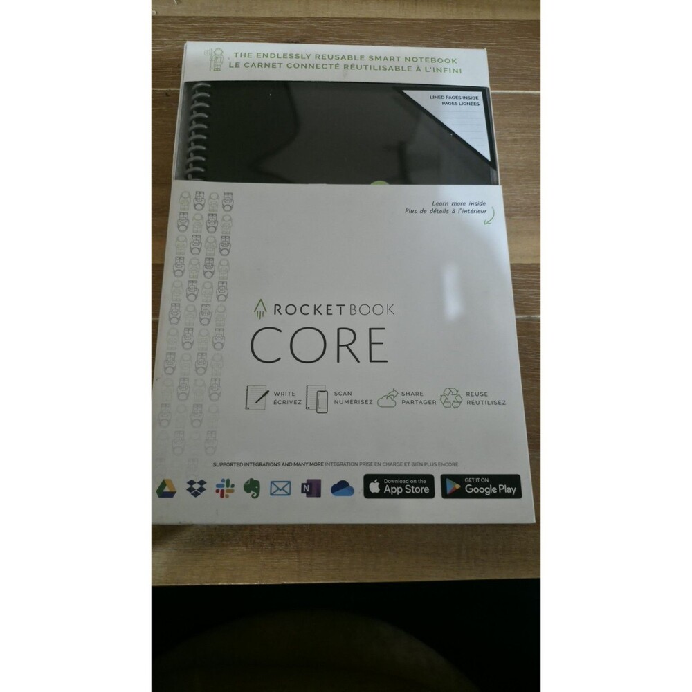 Rocketbook Core Executive Reusable Smart Notebook, Black Lined